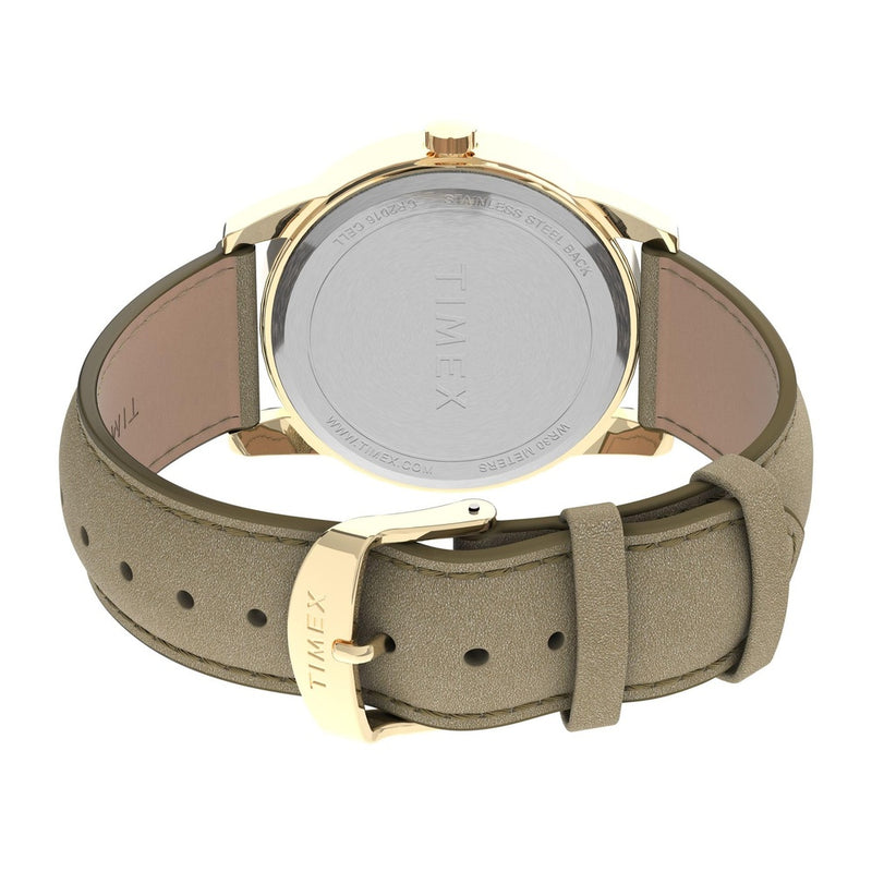 Reloj Timex Easy Reader para mujer con esfera clara, correa de cuero y resistencia al agua hasta 30 m