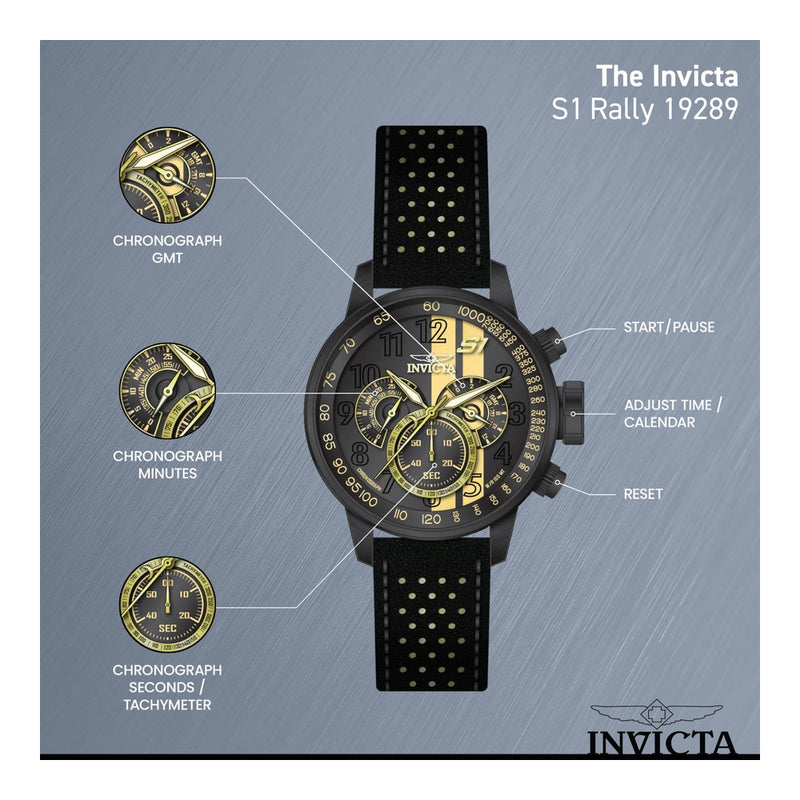 Invicta S1 Rally, reloj de cuarzo para hombre, diseño elegante deportivo en acero inoxidable y cuero