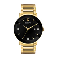 Reloj de cuarzo Bulova para hombre con esfera de diamantes y cristal extendido, diseño moderno resistente al agua