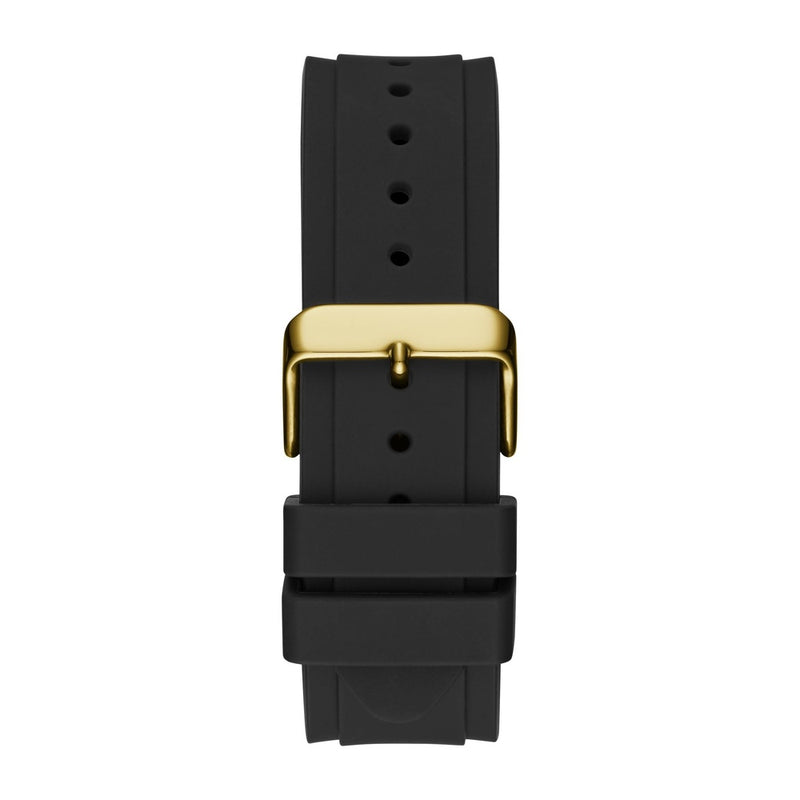 Reloj Guess para hombre de acero inoxidable con movimiento cuarzo japonés y correa de silicona negra resistente