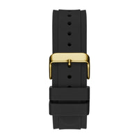 Reloj Guess para hombre de acero inoxidable con movimiento cuarzo japonés y correa de silicona negra resistente