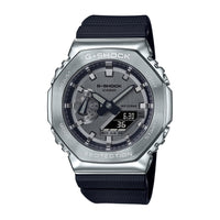 G-Shock Reloj Casio GM2100-1A con banda de resina negra y cubierta de metal, diseño octogonal deportivo, resistente al agua