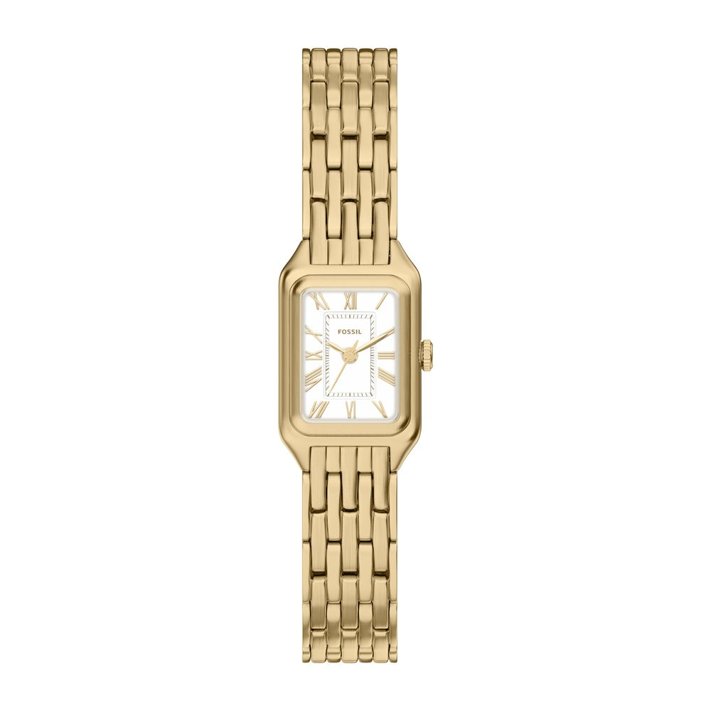 Fossil Raquel Reloj para mujer de cuarzo y acero inoxidable en color dorado con 3 manecillas y calendario