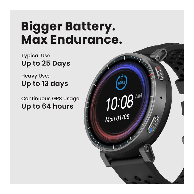 Amazfit Active Max Smartwatch con pantalla AMOLED, batería de larga duración, mapas offline, GPS, almacenamiento 4GB, 170+ modos deportivos, resistencia al agua