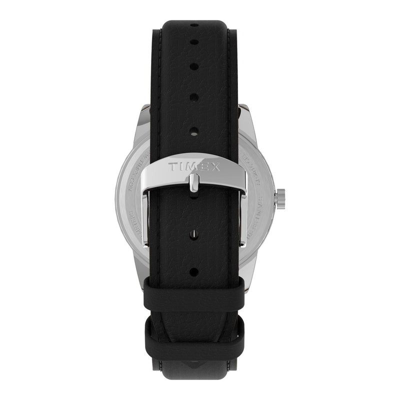 Timex Reloj Easy Reader para hombre en cuero negro, con fecha y luz Indiglo, resistente al agua, con movimiento de cuarzo