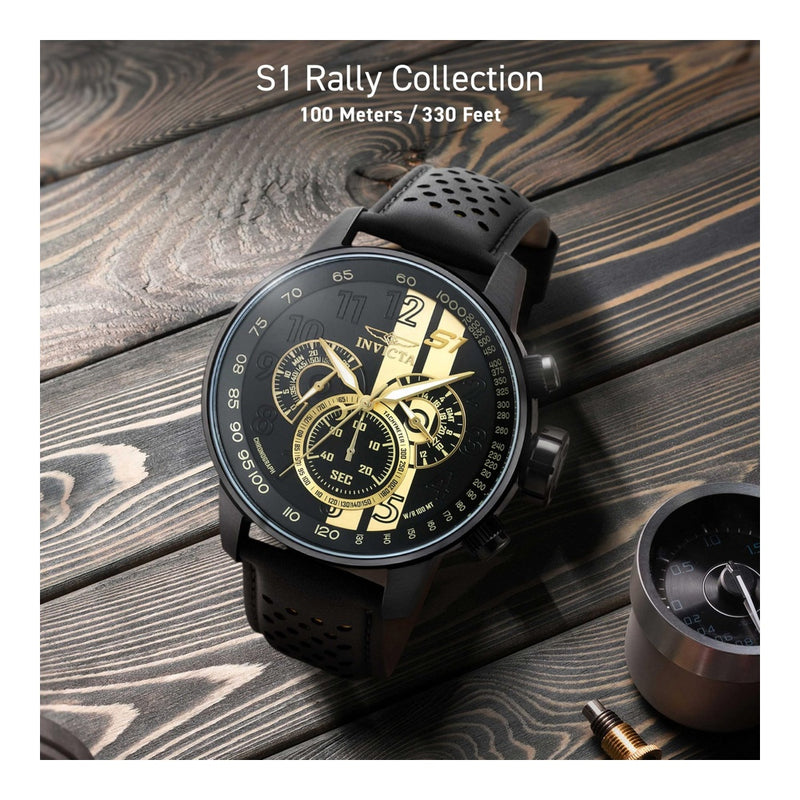 Invicta S1 Rally, reloj de cuarzo para hombre, diseño elegante deportivo en acero inoxidable y cuero