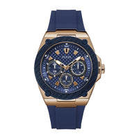 GUESS Reloj para hombre de cuarzo japonés con caja de acero inoxidable y correa de silicona resistente al agua 100 metros