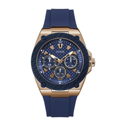 GUESS Reloj para hombre de cuarzo japonés con caja de acero inoxidable y correa de silicona resistente al agua 100 metros