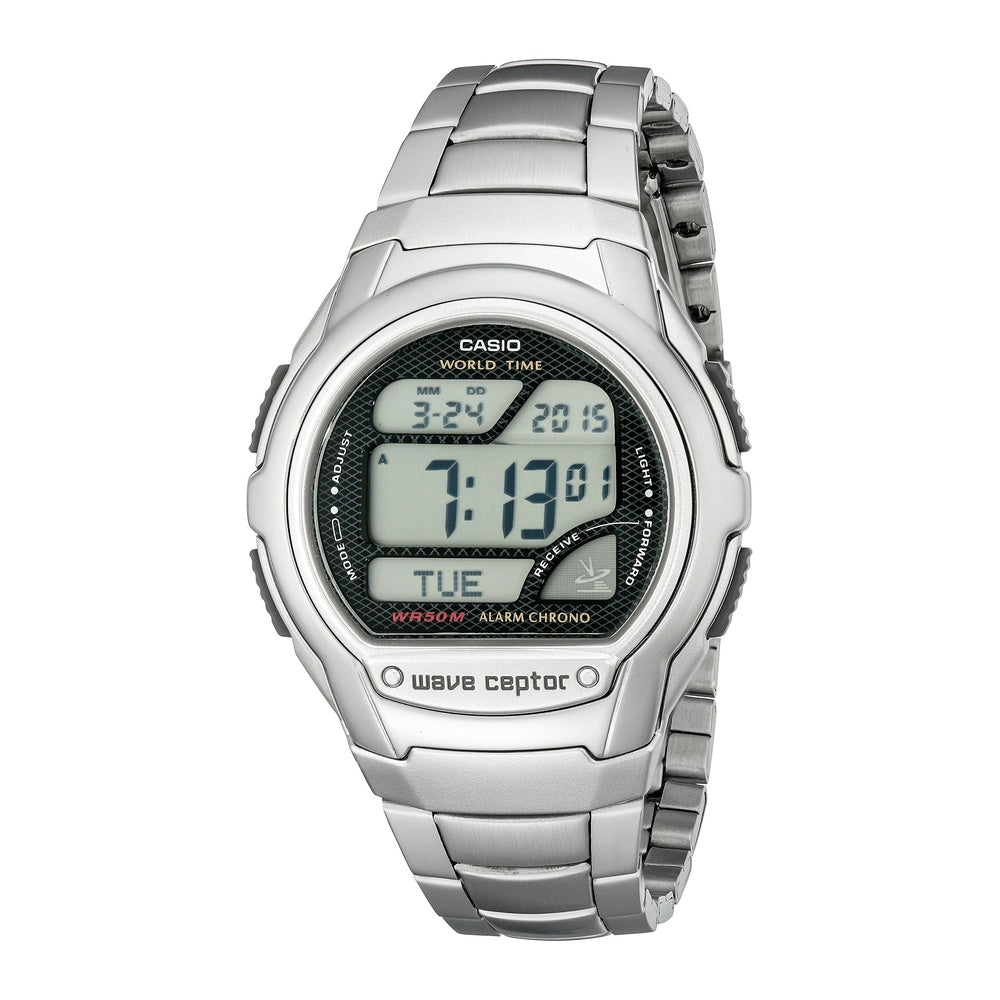 Casio WV58A-1AVCR Waveceptor, reloj digital de acero inoxidable con banda de resina negra para hombre, resistente al agua