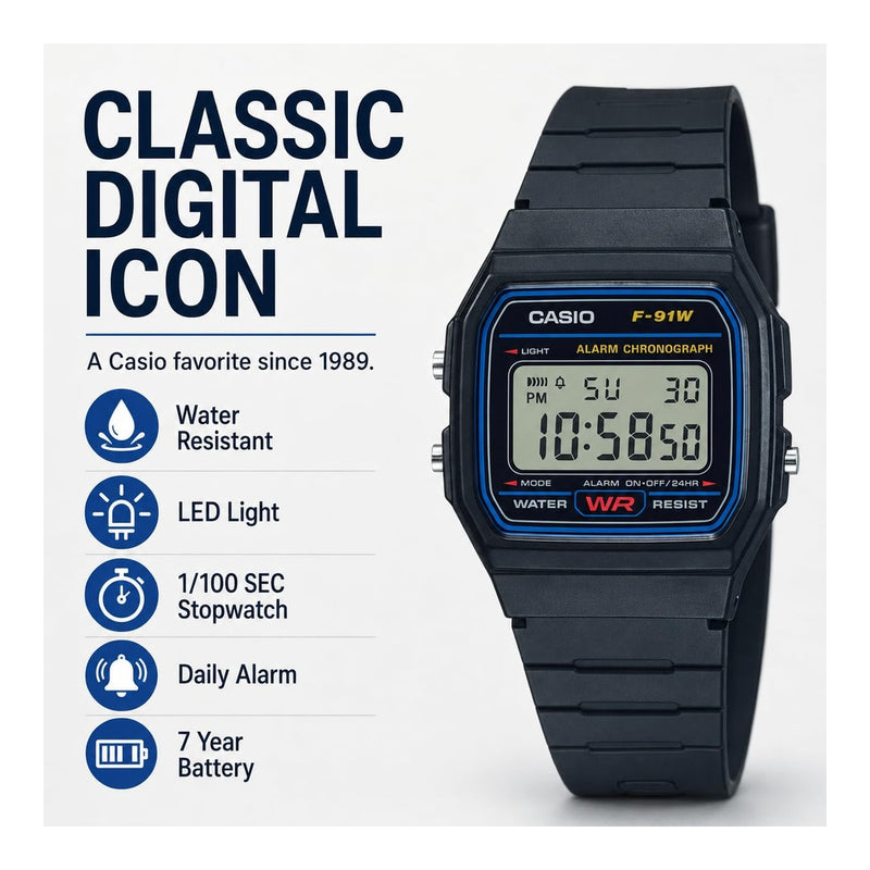 Casio F91W 1 Classic Resin Digital Watch