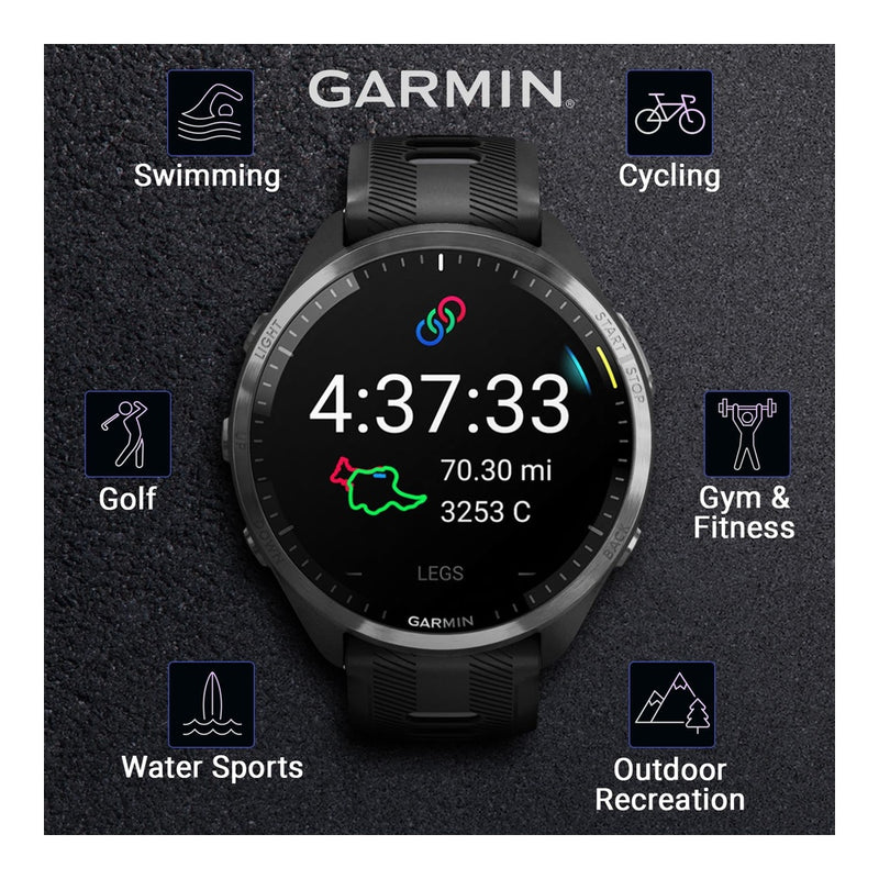 Garmin Forerunner 965 Reloj inteligente premium con GPS para correr y triatlón, incluye pantalla AMOLED y bisel de titanio