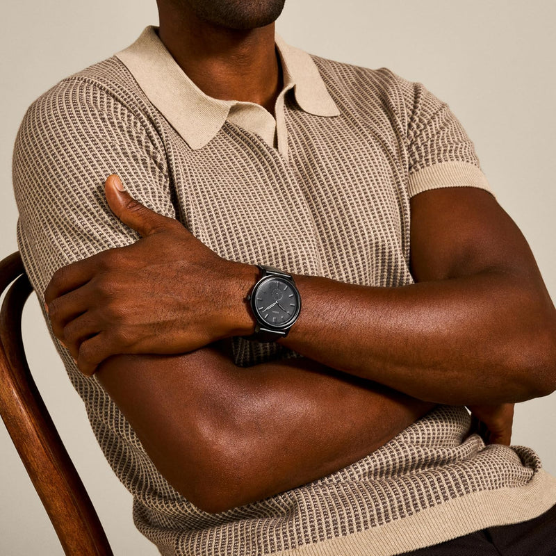 Fossil Minimalist Quartz Black Leather Watch