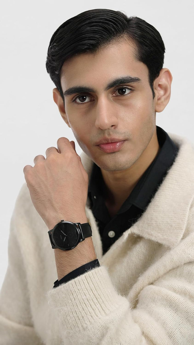 Fossil Minimalist Quartz Black Leather Watch
