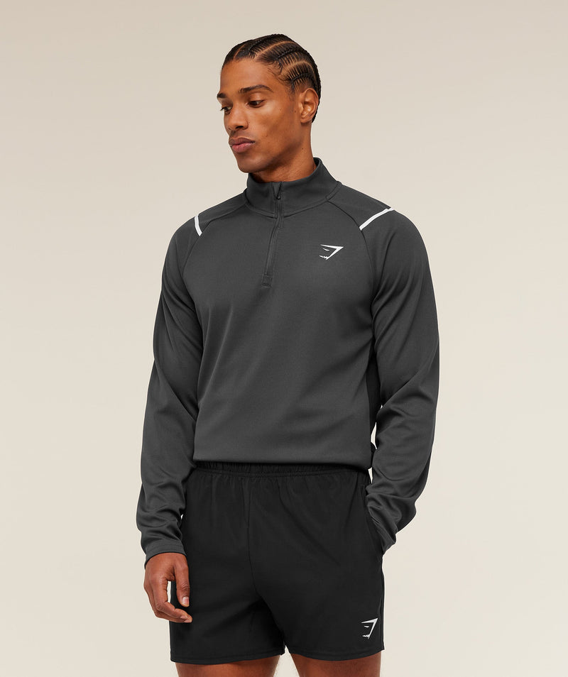 Gymshark Arrival Contrast 1/4 Zip Gris Negro - Vista lateral