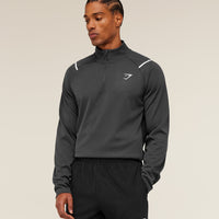 Gymshark Arrival Contrast 1/4 Zip Gris Negro - Vista lateral