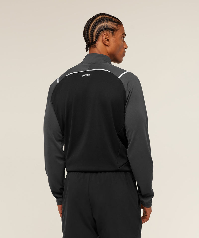 Gymshark Arrival Contrast 1/4 Zip Gris Negro - Vista trasera