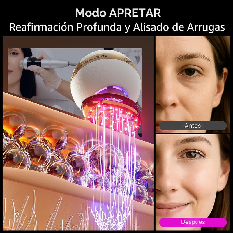 Dispositivo facial microcorriente 8 en 1 INIA SPHERA con luz roja, tratamiento térmico y modos personalizados para cuidado en casa