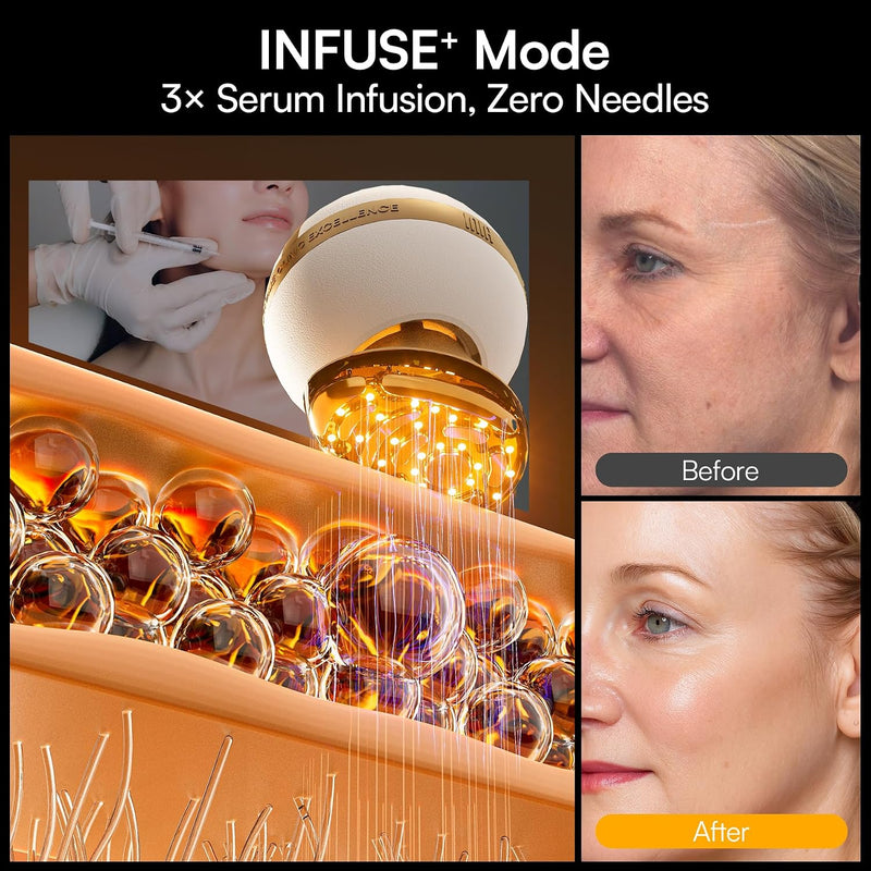 Dispositivo facial microcorriente 8 en 1 INIA SPHERA con luz roja, tratamiento térmico y modos personalizados para cuidado en casa