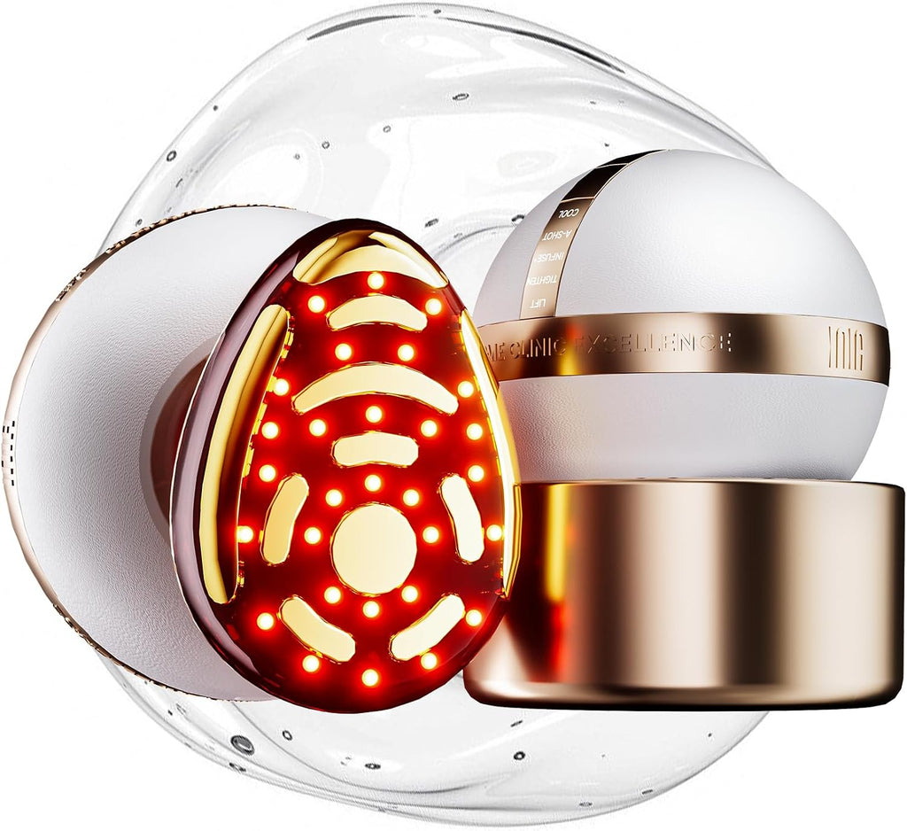 Dispositivo facial microcorriente 8 en 1 INIA SPHERA con luz roja, tratamiento térmico y modos personalizados para cuidado en casa