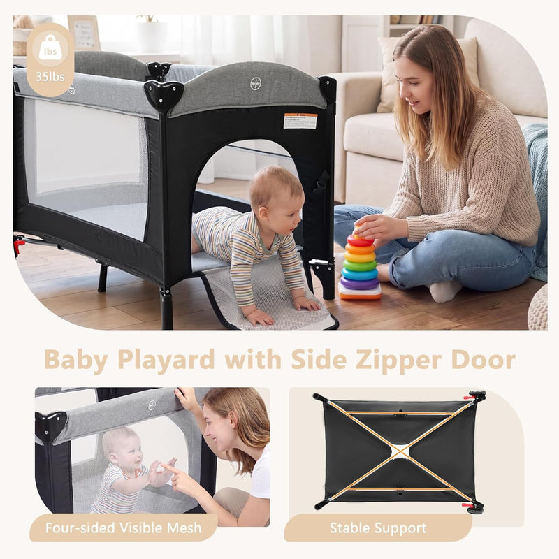 Kinder King 4 in 1 Playard Portatil Gris Oscuro