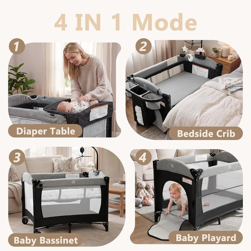 Kinder King 4 in 1 Playard Portatil Gris