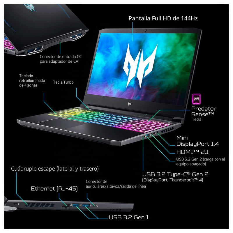 Laptop Gaming Acer Predator Helios 300 15.6" 16GB RAM 512GB SSD