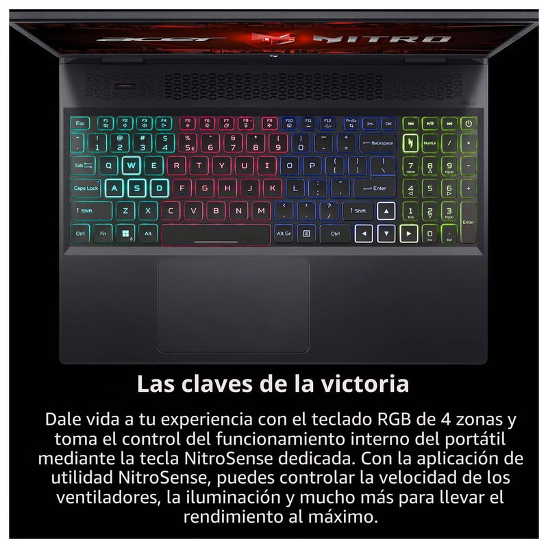 Acer Nitro 16 Laptop Gamer Ryzen 7 7840HS RTX 4060 Pantalla IPS WUXGA 165Hz 16" 16GB DDR5 1TB SSD WiFi 6E