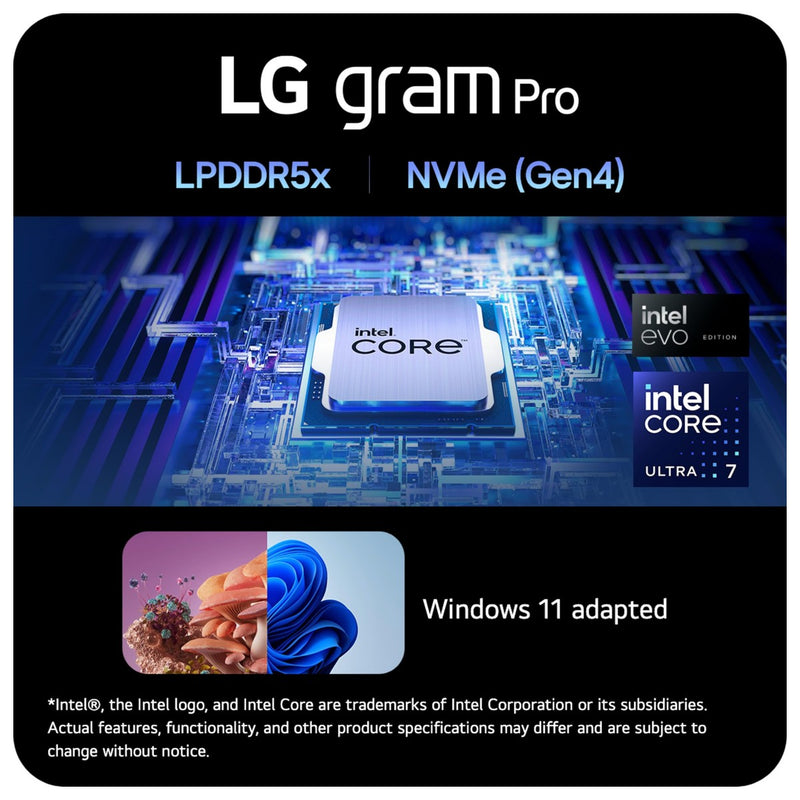 Lg Gram Pro 2 En 1 Portátil Ligero Y Versátil 16 Pulgadas, Intel Core Ultra 7, 16gb Ram, 1 Tb Ssd, Negro