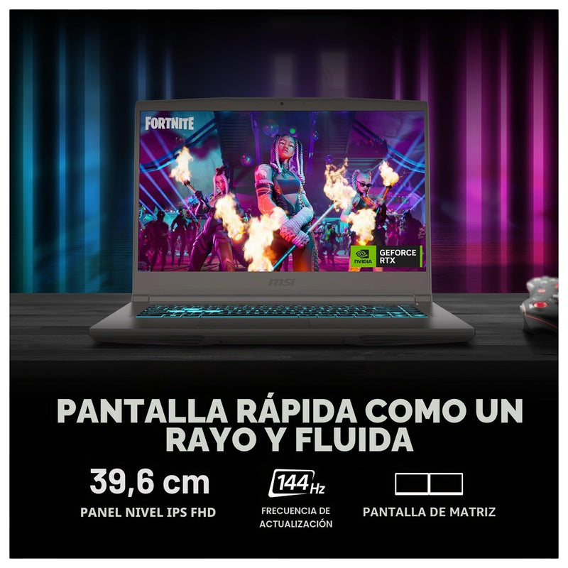 MSI Portátil Para Juegos Thin 15 15.6" 144Hz FHD: Intel Core i7-12650H, NVIDIA RTX 4050, 16GB RAM, 512GB SSD, Win 11: Negro B12VE-2023US