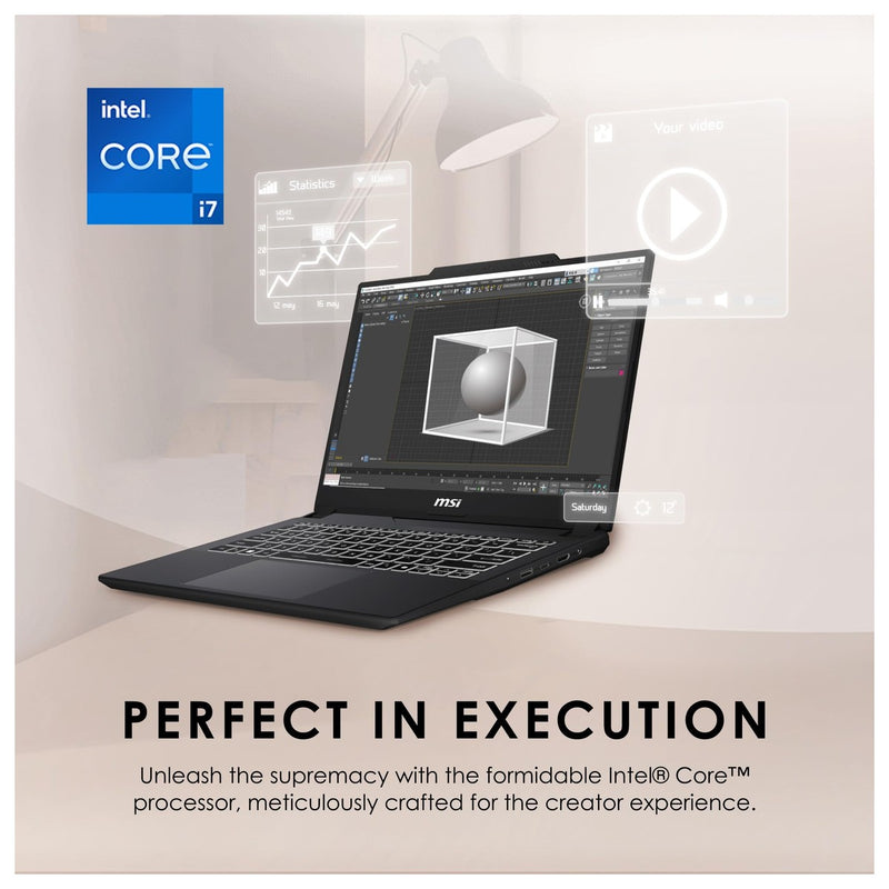 MSI Creator M14 14" 2.8K Laptop: Intel Core i7-13620H, RTX 4050, 16GB RAM, 1TB SSD, Win 11, Negro