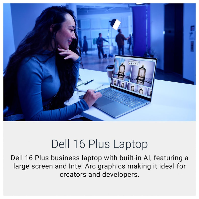 Dell Laptop 16 Plus DB16250, Pantalla 16:10 2.5K, Intel Core Ultra 9, 32GB RAM, 2TB SSD, Gráficos Intel Arc, Teclado Retroiluminado Azul
