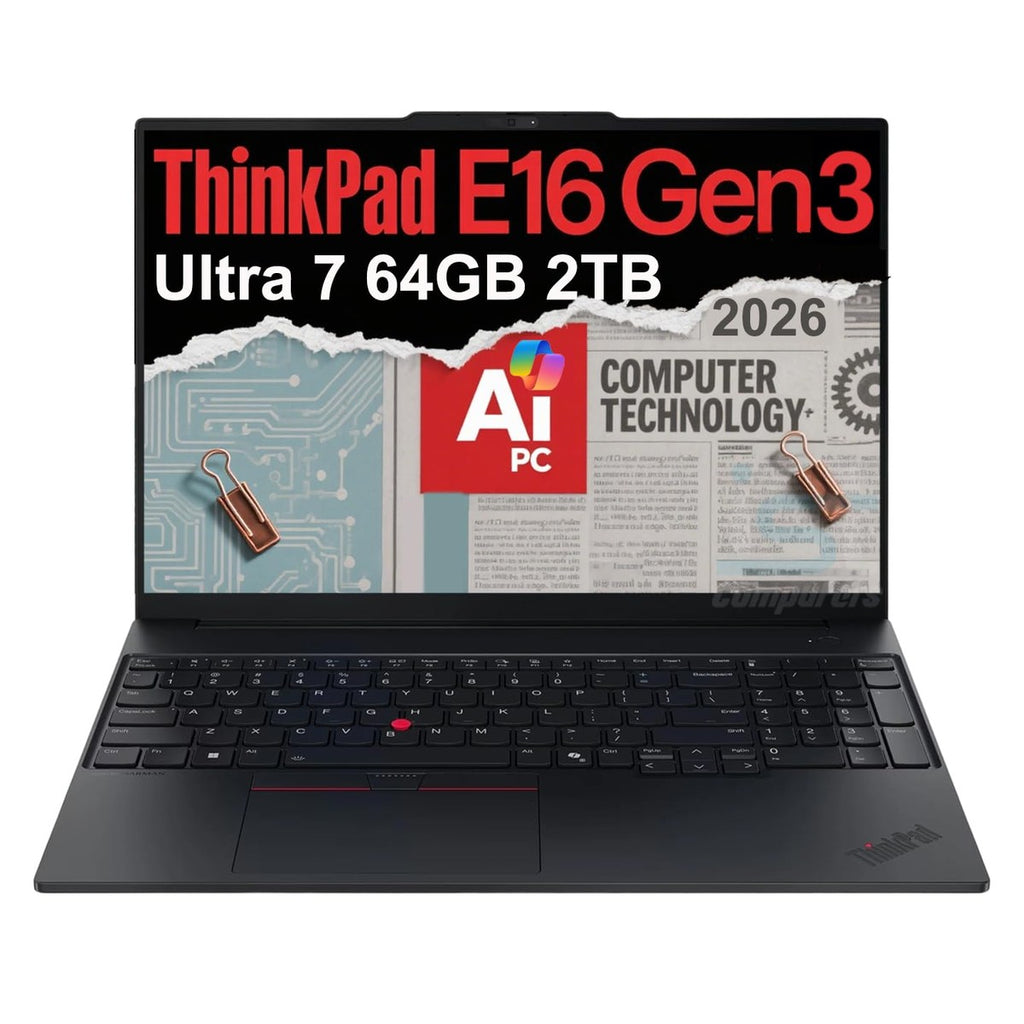 Lenovo ThinkPad E16 G2 Laptop, Intel 16-Core Ultra 7, 64GB RAM, 2TB SSD, LED Keyboard, WiFi 6E