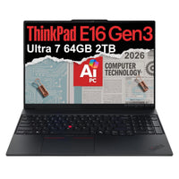 Lenovo ThinkPad E16 G2 Laptop, Intel 16-Core Ultra 7, 64GB RAM, 2TB SSD, LED Keyboard, WiFi 6E