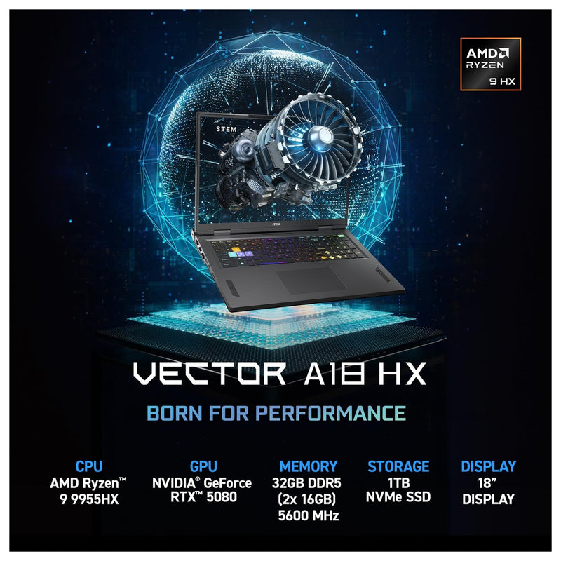 Msi Vector A18 Hx Laptop Gamer Ryzen 9 32gb 18" 1tb Ssd 4080 Qhd+