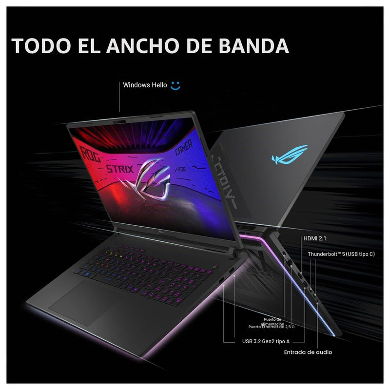 Laptop Asus Rog Strix Scar 18 Rt 5080, Core Ultra 9, 32gb Ram, 2tb Ssd, Wi-Fi 7