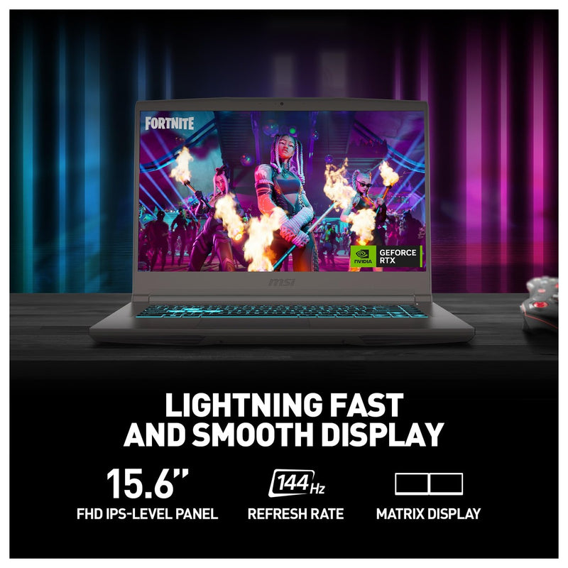 Msi Thin 15 Laptop Negro B13VE-2678US Intel Core I7, RTX 4050, 16GB Ram, 512GB SSD, WiFi 6E, Win 11, 144Hz