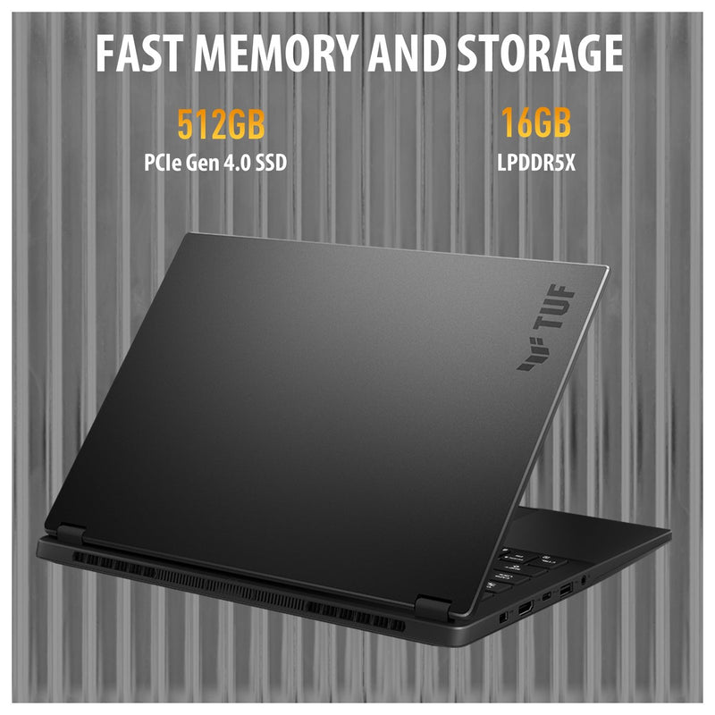 Asus TUF Gaming A14 Copilot+ Laptop Gamer, Ryzen 7, RTX 4050, 16GB RAM, 512GB SSD, Windows 11, Wi-Fi 6E, Teclado Retroiluminado