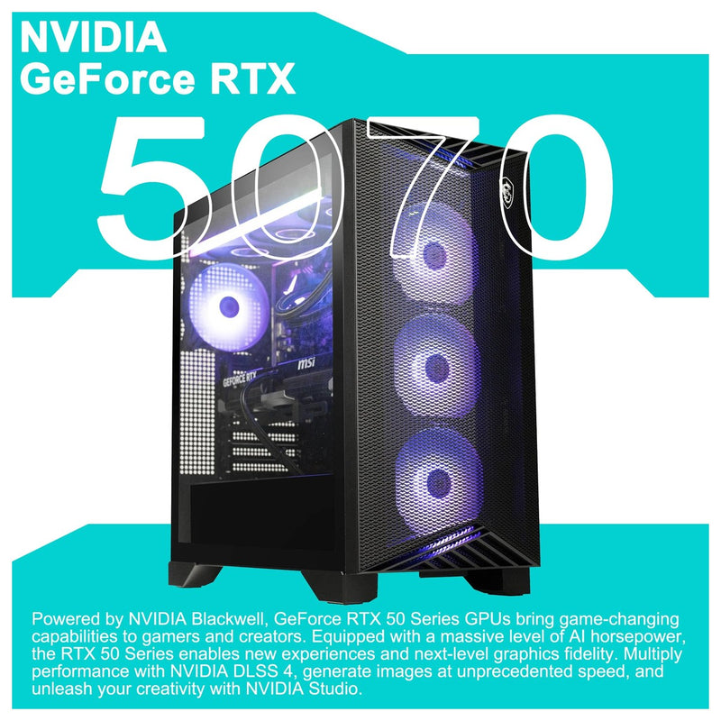 PC de escritorio para juegos MSI Aegis ZS2 con AMD Ryzen 9 9900X, 32GB RAM, 4TB SSD, GeForce RTX 5070, refrigeración líquida