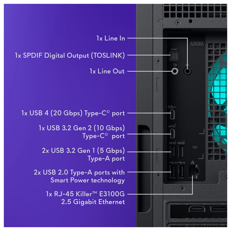 Alienware Aurora Gaming Desktop con Intel Core Ultra 7, NVIDIA GeForce RTX 5060Ti, 16GB RAM, 1TB SSD, PSU Platino