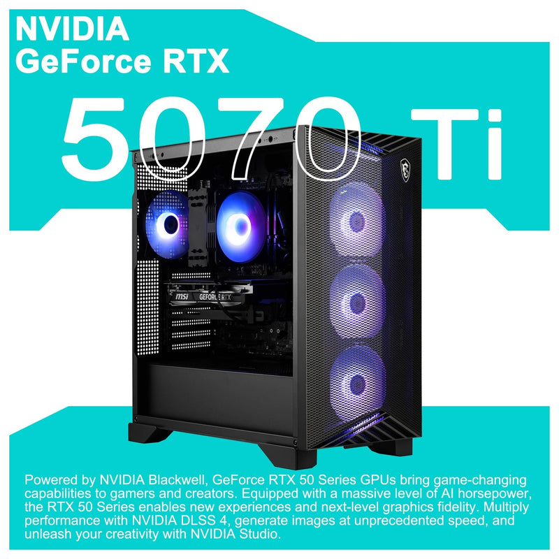 MSI Aegis R2 AI: Torre para juegos con Intel Ultra 9, 32GB RAM, 2TB SSD, RTX 5070 Ti, Wi-Fi 7 y PSU 80+ Gold con accesorio ICP