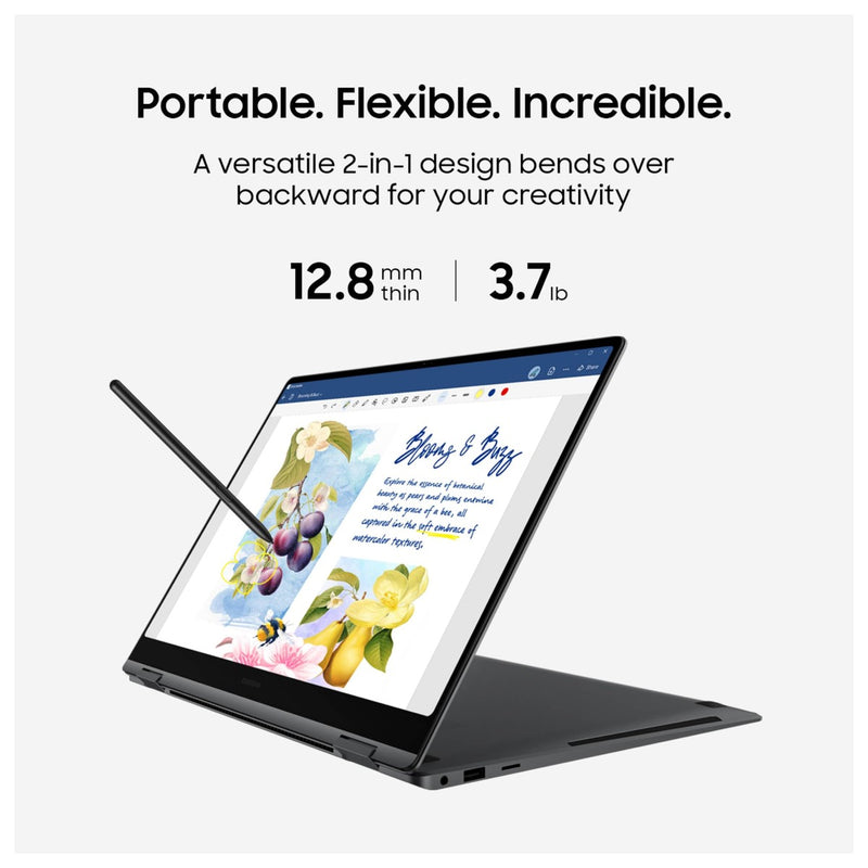 Samsung Galaxy Book5 Pro 360 Copilot+ PC, computadora AI con procesador Intel Core 7 Ultra, pantalla táctil 3K AMOLED, S Pen, 120Hz, Dolby Atmos