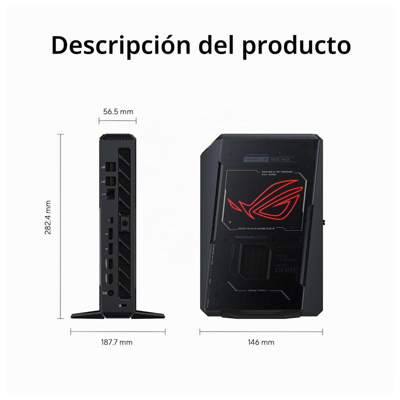 Mini PC para juegos ROG NUC (2025) con CPU Intel Core Ultra 7, NVIDIA GeForce RTX 5060, 32GB RAM, 1TB SSD, Thunderbolt 4 y RGB
