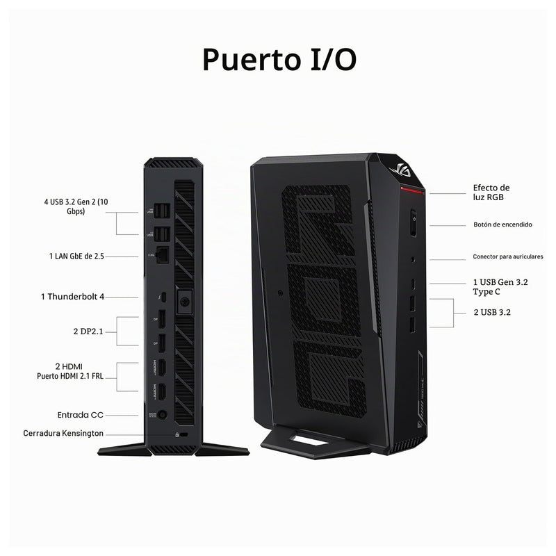Mini PC para juegos ROG NUC (2025) con CPU Intel Core Ultra 7, NVIDIA GeForce RTX 5060, 32GB RAM, 1TB SSD, Thunderbolt 4 y RGB