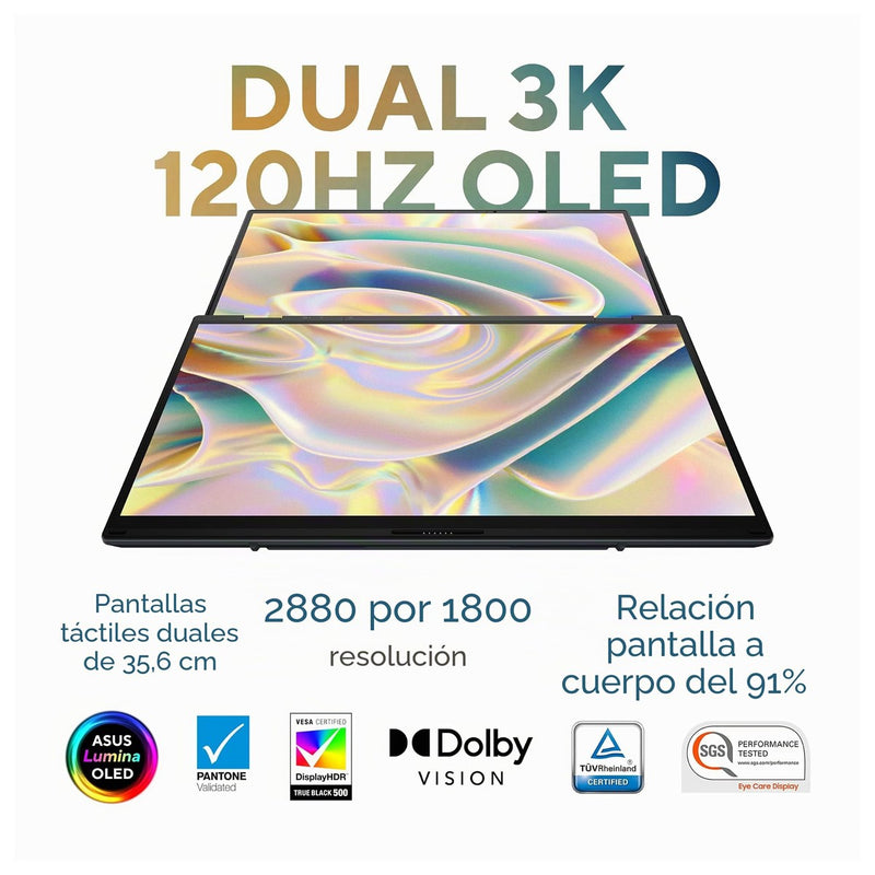 Asus Zenbook Duo Dual Oled Con Pantalla Táctil, Intel Core Ultra 7, 32gb Ram, 1tb Ssd, Windows 11 Home - Gris