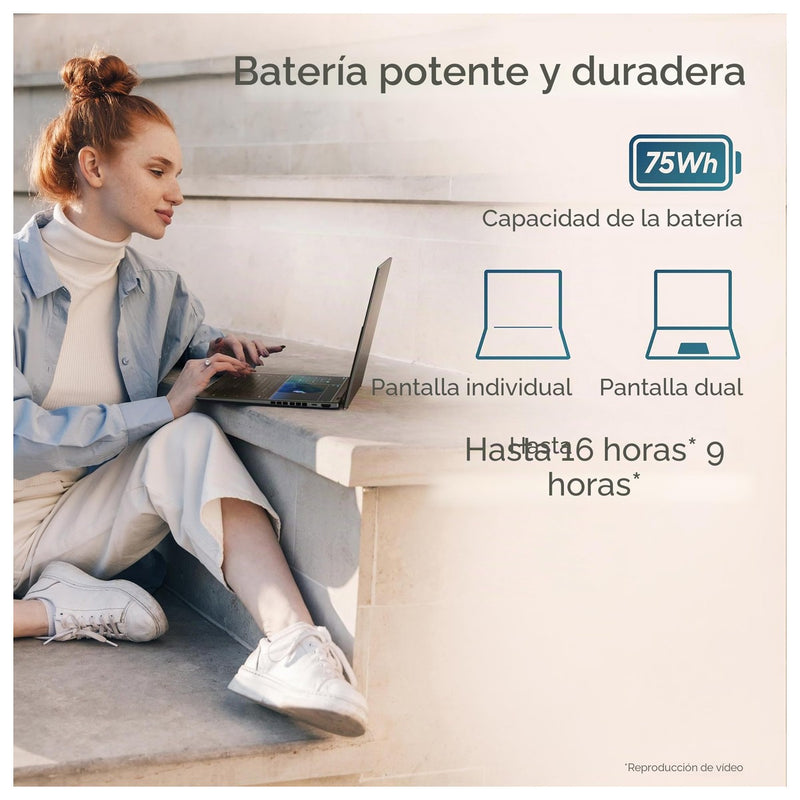 Asus Zenbook Duo Dual Oled Con Pantalla Táctil, Intel Core Ultra 7, 32gb Ram, 1tb Ssd, Windows 11 Home - Gris