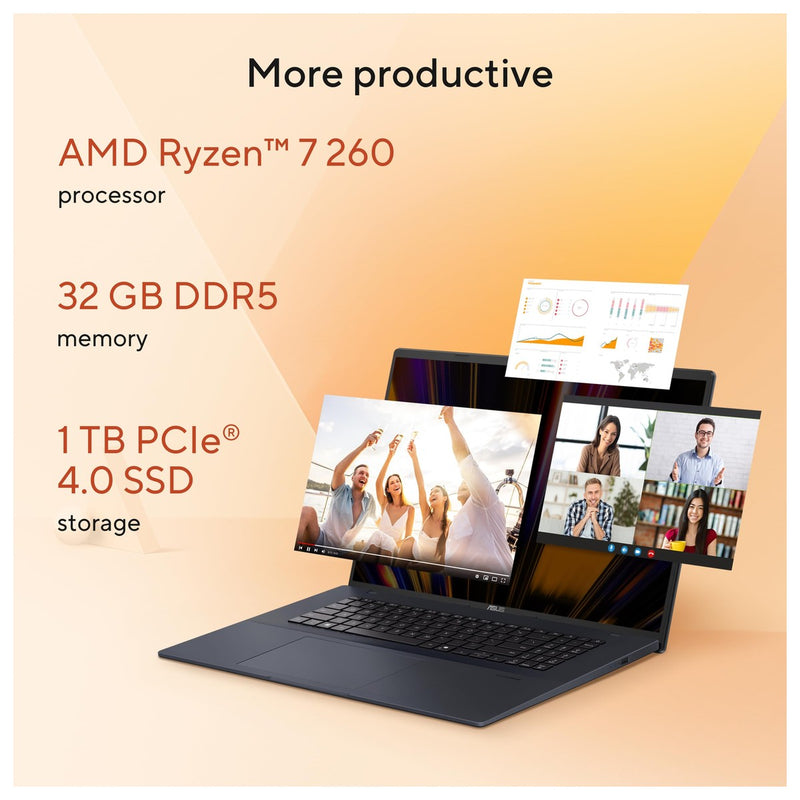 Asus Vivobook 18 Laptop Ryzen 7 32GB Ram 1TB SSD Pantalla WUXGA Azul