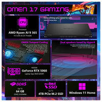 Hp Omen Ryzen 9 5060 Laptop Para Juegos Fhd Ips 144hz Amd Ryzen 9 Rtx 5060 16gb Ram Ssd 1tb Retroiluminado Kb Thunderobot 7 En 1 Usb-C Hub