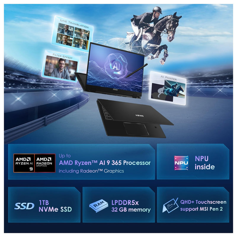 Msi Summit A16 Ai+ (2024) Laptop 2 En 1, 16" Qhd+ 165hz Ryzen 9 32gb Ram 1tb Ssd Win 11 Home