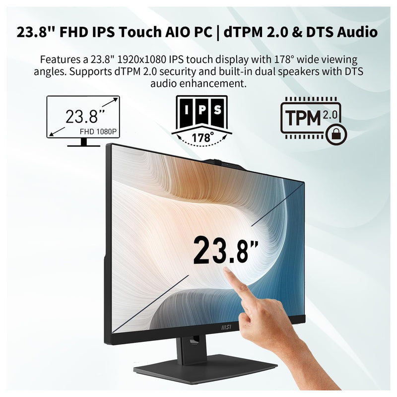 Computadora MSI todo en uno de negocios moderno con pantalla táctil FHD IPS, Intel Core i5, 32GB RAM, 1TB SSD y Windows 11 Pro