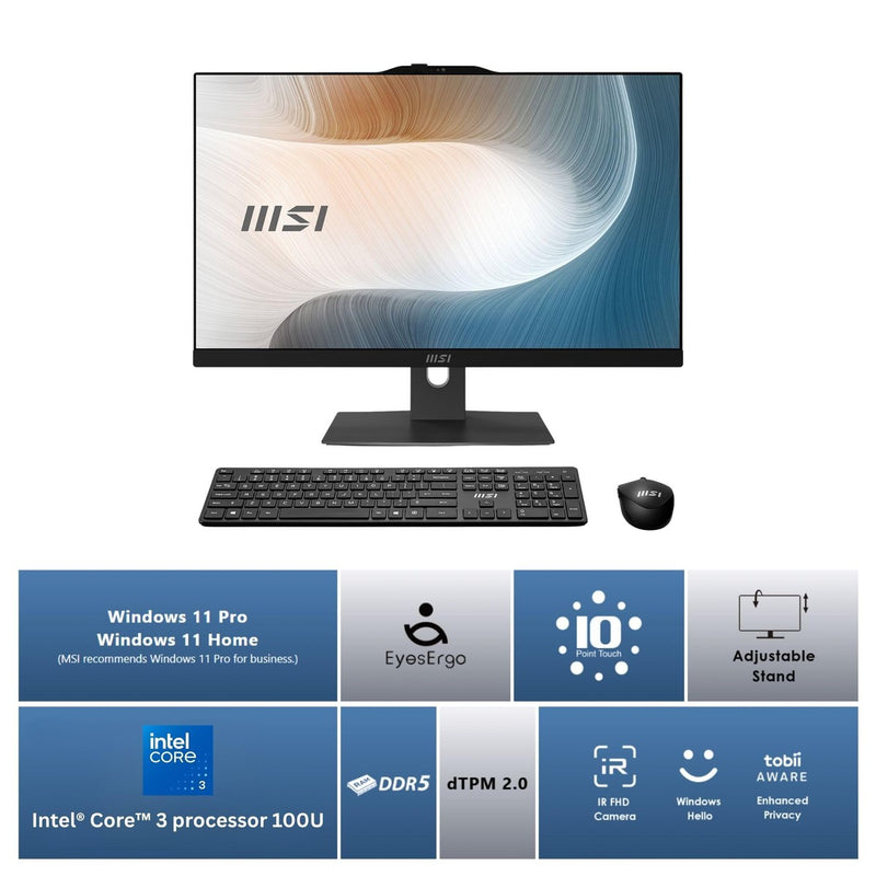 MSI Escritorio Moderno AM242TP AIO con Windows 11, Intel Core i3, 8GB RAM y SSD de 512GB, Pantalla FHD Táctil